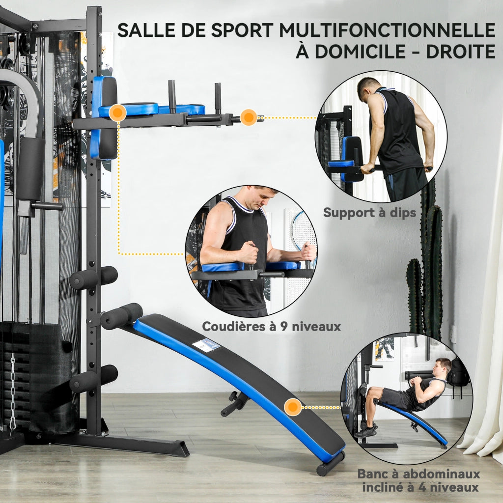Attrezzatura Palestra Casa con Banco Pesi 65 kg ¨C zephmum ¨C Nero e Blu