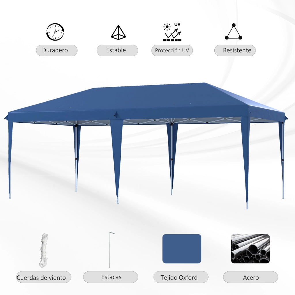 Tenda da Giardino Pieghevole ¨C Zephmum ¨C Blu 6x3 m con Telaio in Acciaio