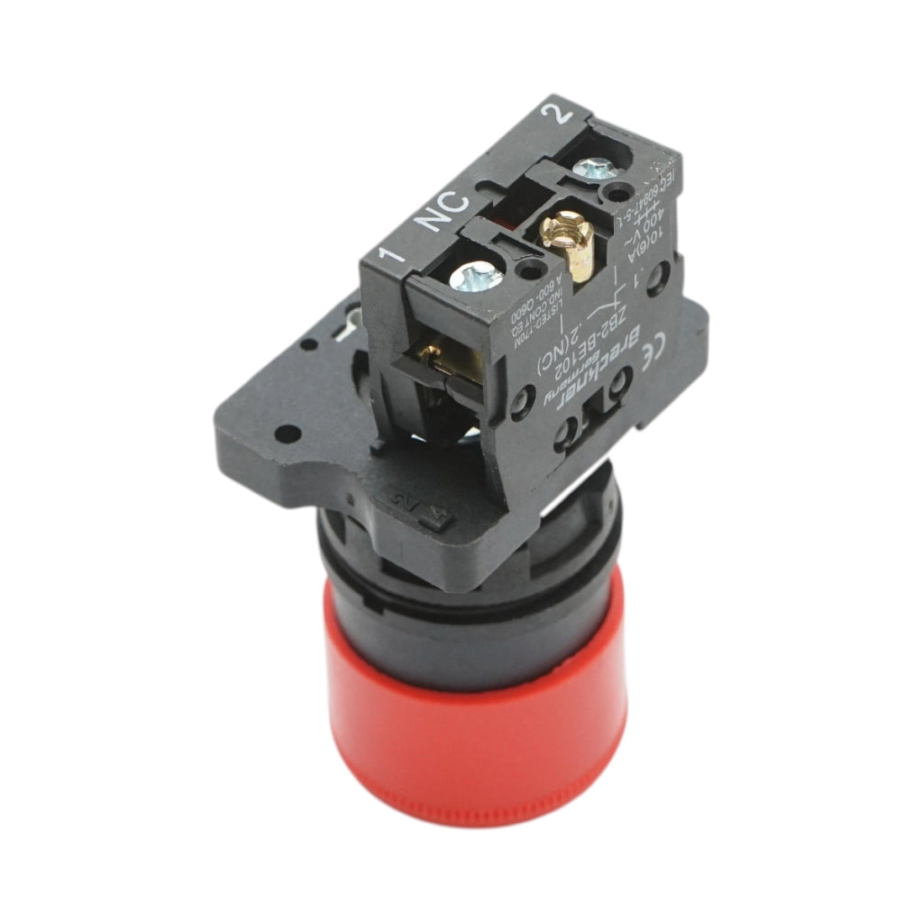 Pulsante di arresto di emergenza rosso con sgancio a rotazione 1NC, 400V/10A, 30mm LAY5 Breckner Germany