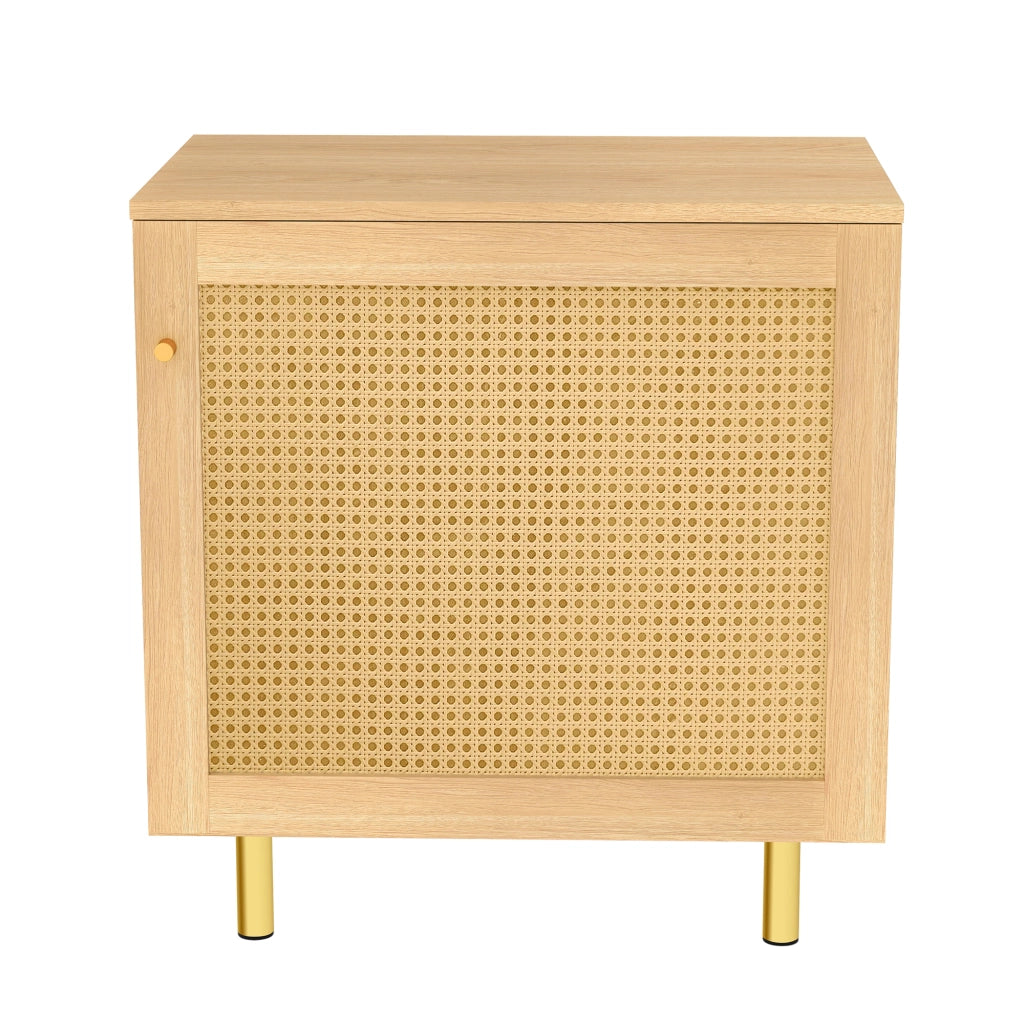 Credenza con Porta e Vimini ¨C Xylo ¨C Legno Naturale, 60x40x63 cm
