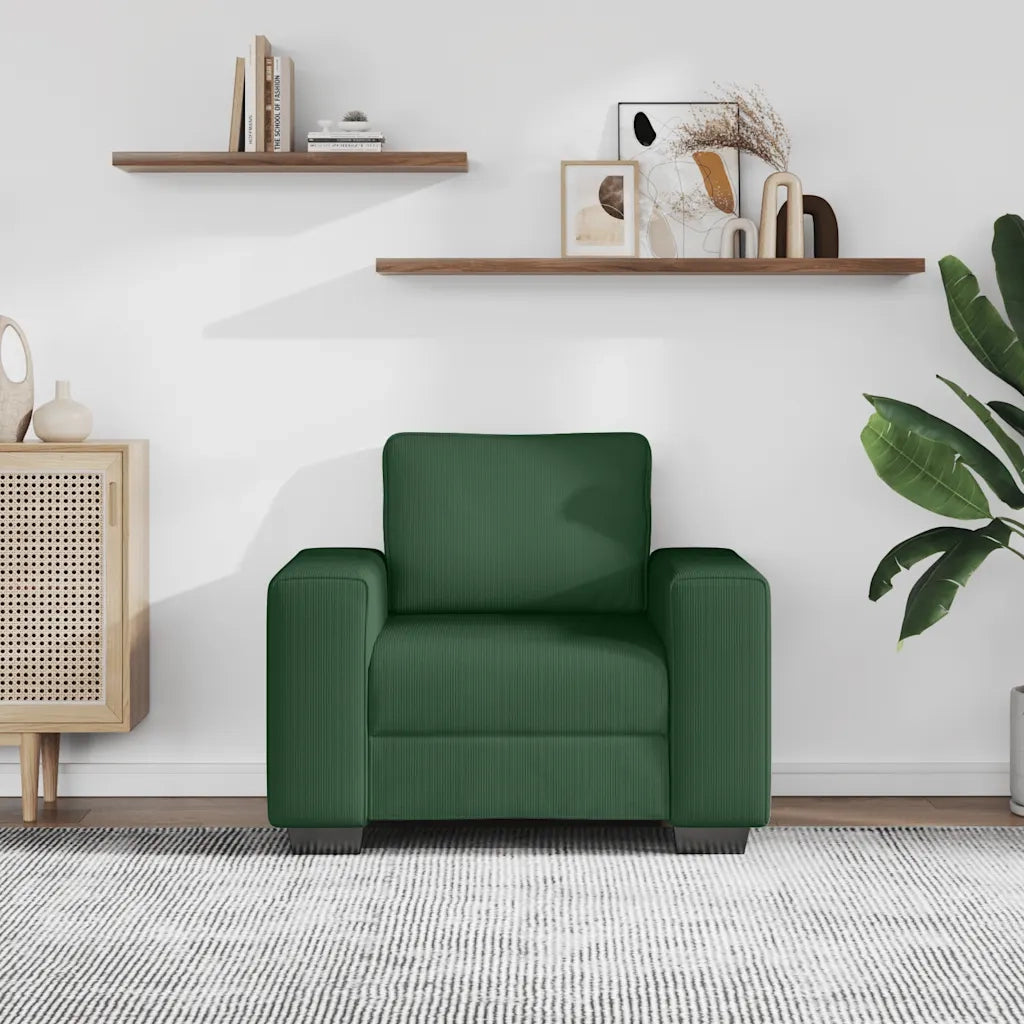 Divano Sedia Verde Scuro 100x77x82 cm Tessuto di Velluto a Coste 4105190