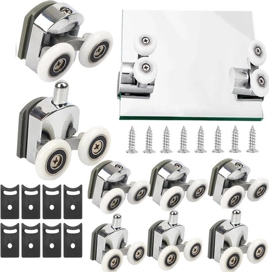Ruote anti-rost per doccia 23 mm, 8 pezzi con viti per docce con porta scorrevole