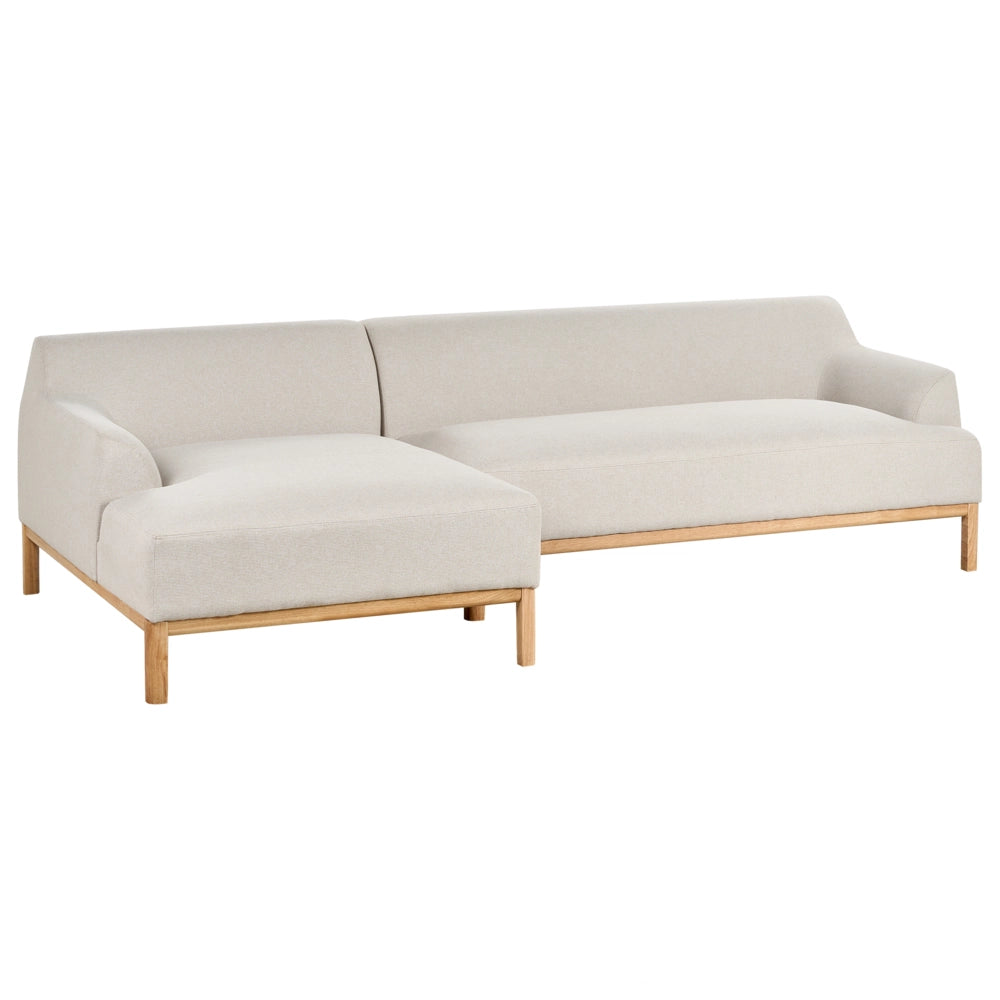 Divano angolare 3 posti in tessuto tortora chiaro lato destro Tessuto poliestere Gambe di legno Soggiorno