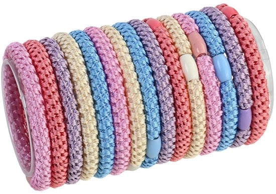 Set di elastici per capelli, 15 pezzi, elastici per braid per ragazze, colorati, accessori per capelli per donne, intrecciati, fascia per capelli per capelli spessi, elastico in gomma