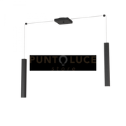 SQUARE TUBE SOSPENSIONE 2 LUCI NERO CAVO CM.250 CON BASE 1173-S2-NE