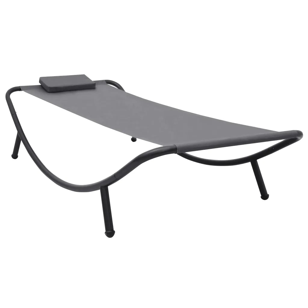 Lettino da Giardino Grigio 200x90 cm in Acciaio cod mxl 54946
