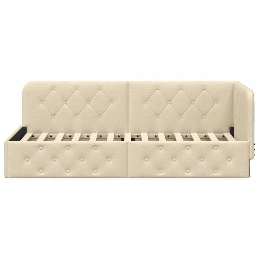 Cornice del letto ad angolo Crema 80 x 200 cm Tessuto 42016485