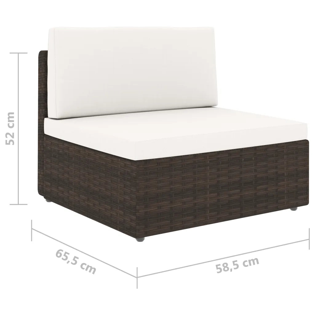Divano Modulare a 2 Posti in Polyrattan Marrone cod mxl 65147