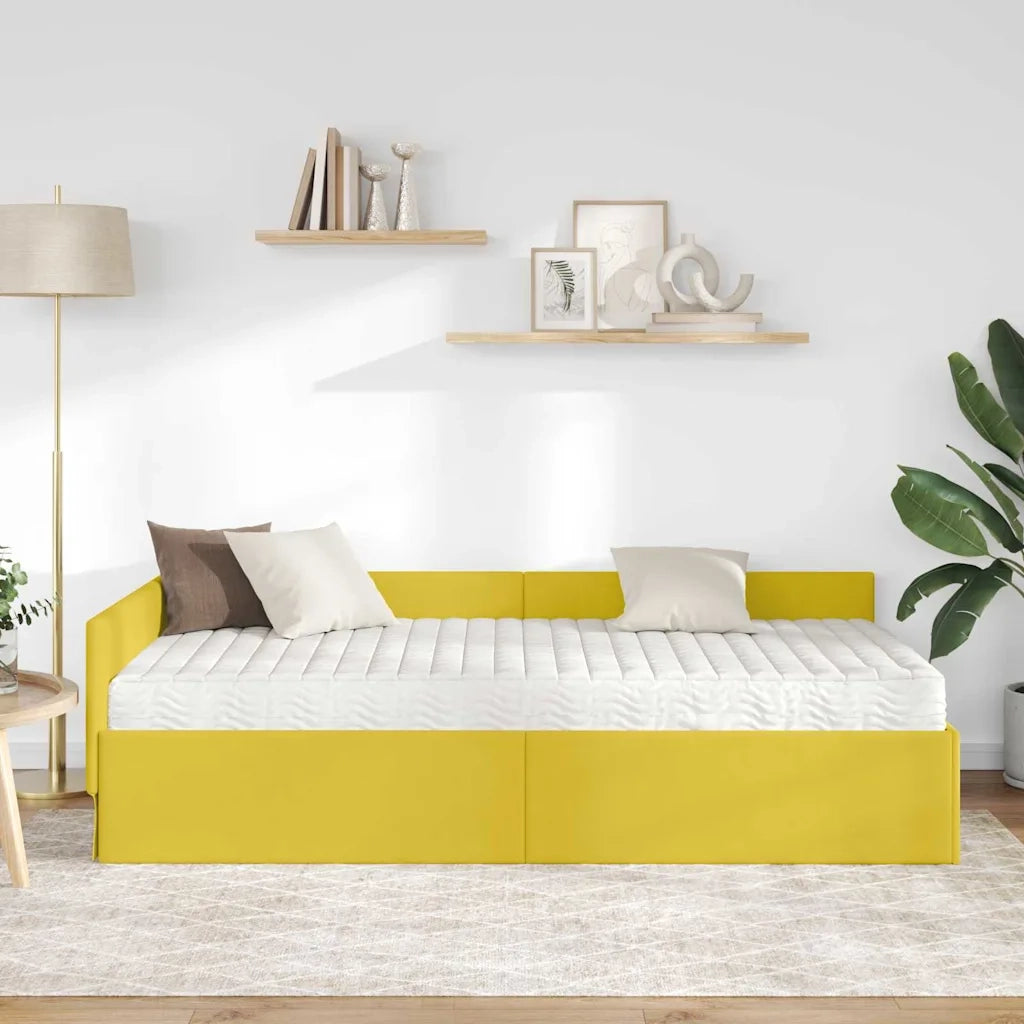 Struttura Letto Angolare con Materasso 2 pz-Giroletto con materasso Giallo Velluto 897791