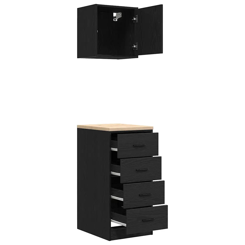 Armadi da Garage 2 pz Neri in Legno Multistrato 3328324