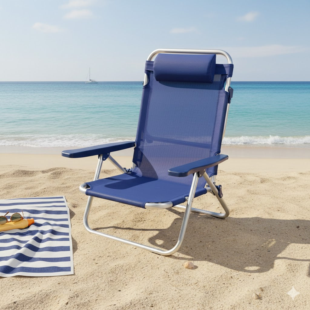 SPIAGGINA CON BRACCIOLI 'VIESTE' telo colore blu- 2 pezzi  - LIF