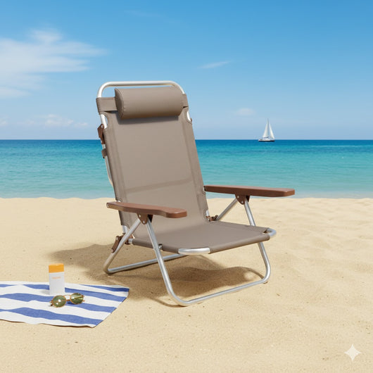 SPIAGGINA CON BRACCIOLI 'VIESTE' telo colore tortora- 2 pezzi  - LIF