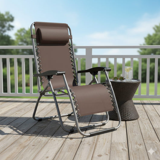 SEDIA A SDRAIO CON POGGIATESTA 'PROCIDA' tessuto colore tabacco- 2 pezzi  - LIF