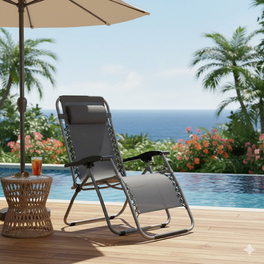 SEDIA A SDRAIO CON POGGIATESTA 'PROCIDA' tessuto colore grigio antracite- 2 pezzi  - LIF