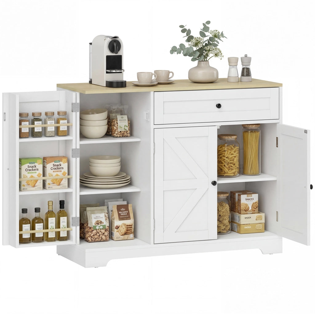 Credenza Rustica con Ante Scorrevoli ¨C zephmum ¨C Bianco 80x40x90