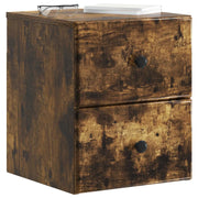 Set di 2 Comodini | Armadio da Notte | Mobiletto da notte a muro Rovere Fumo 34,5 x 33 x 40 cm