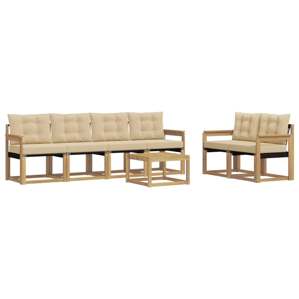 Set di divani da esterno 7 pz Bianco e Beige 3389231