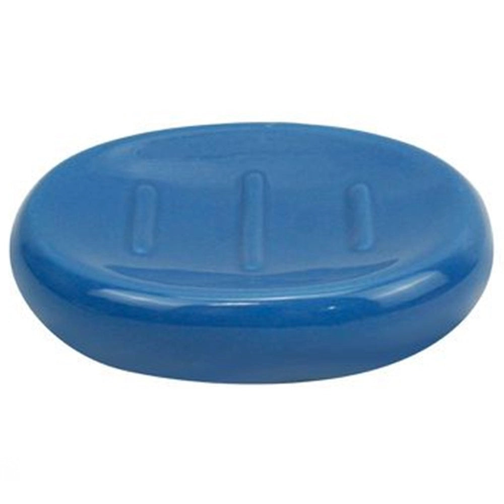 Trade Shop - Piattino Per Sapone In Ceramica Blu Portasaponetta Moderno Accessori Bagno 79258 -