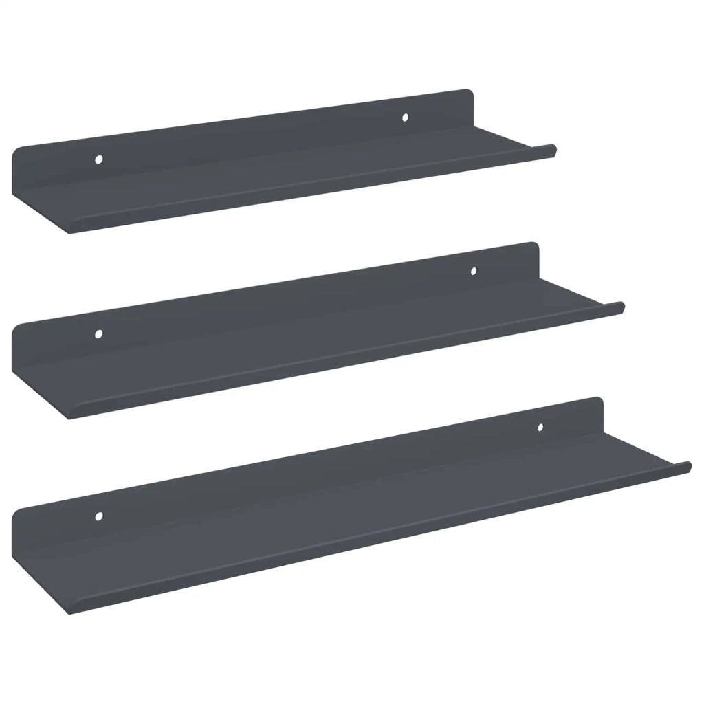 3 pz Mensola | Ripiano | Scaffale sospesa Antracite 40 x 9 x 2,5 cm Acciaio