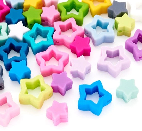 Accessori per gioielli in silicone - 32 pezzi - forma stellare - adatti per bracciali e orecchini - 16 colori