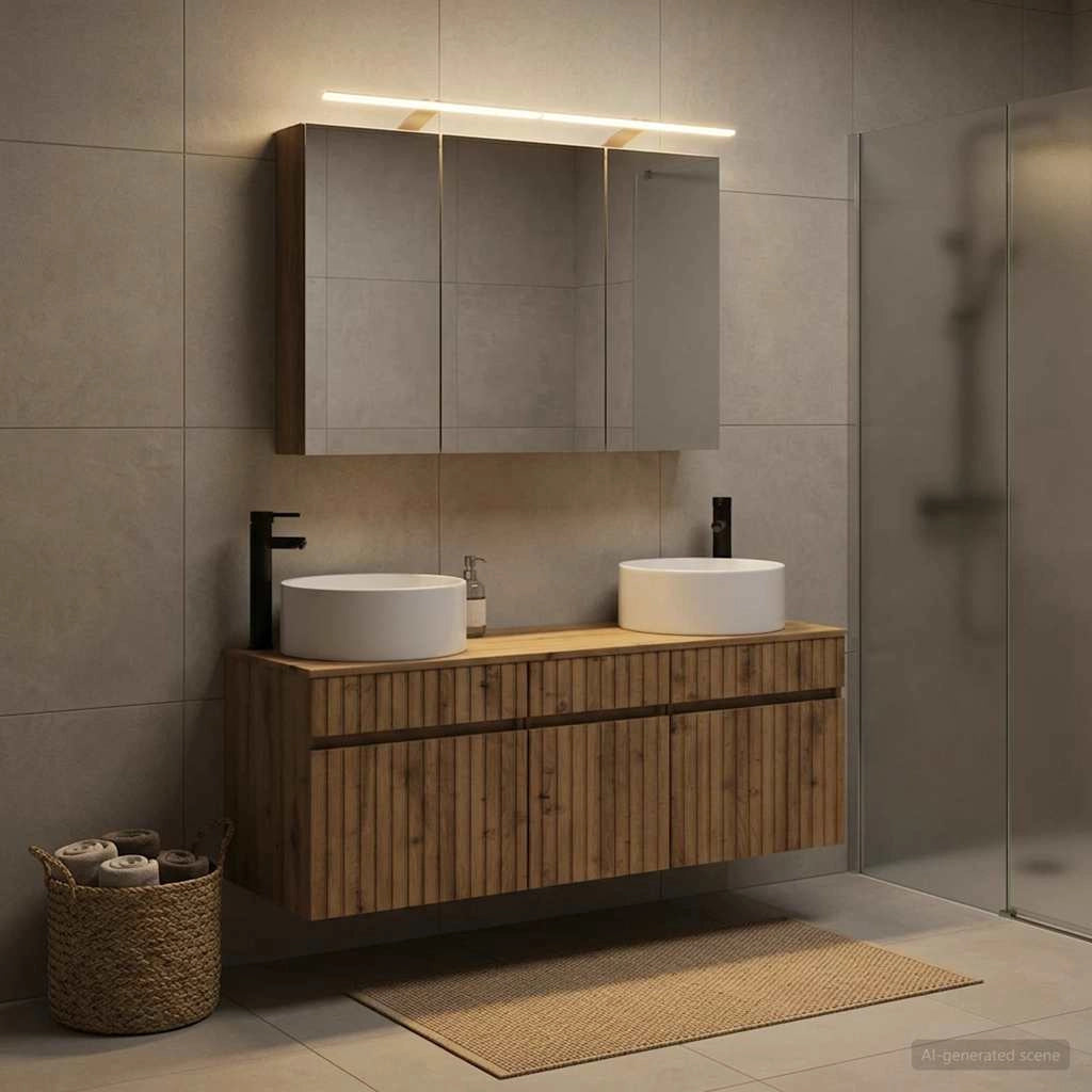 Set di Armadi da Bagno 4 pz Rovere Artigianale 3406662