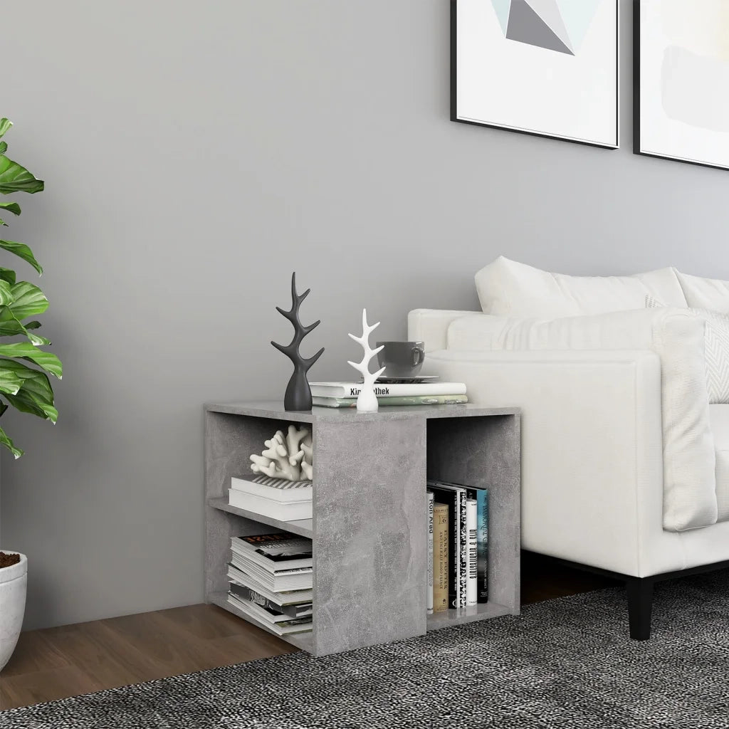 Tavolino Grigio Cemento 50x50x45 cm in Legno Multistrato 806386