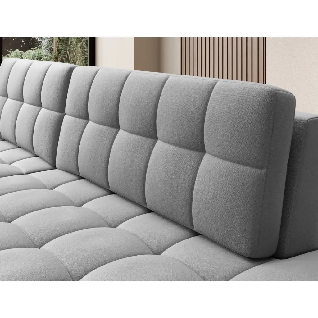 Divano ad angolo convertibile CUBITO grigio 240 cm con contenitore e letto