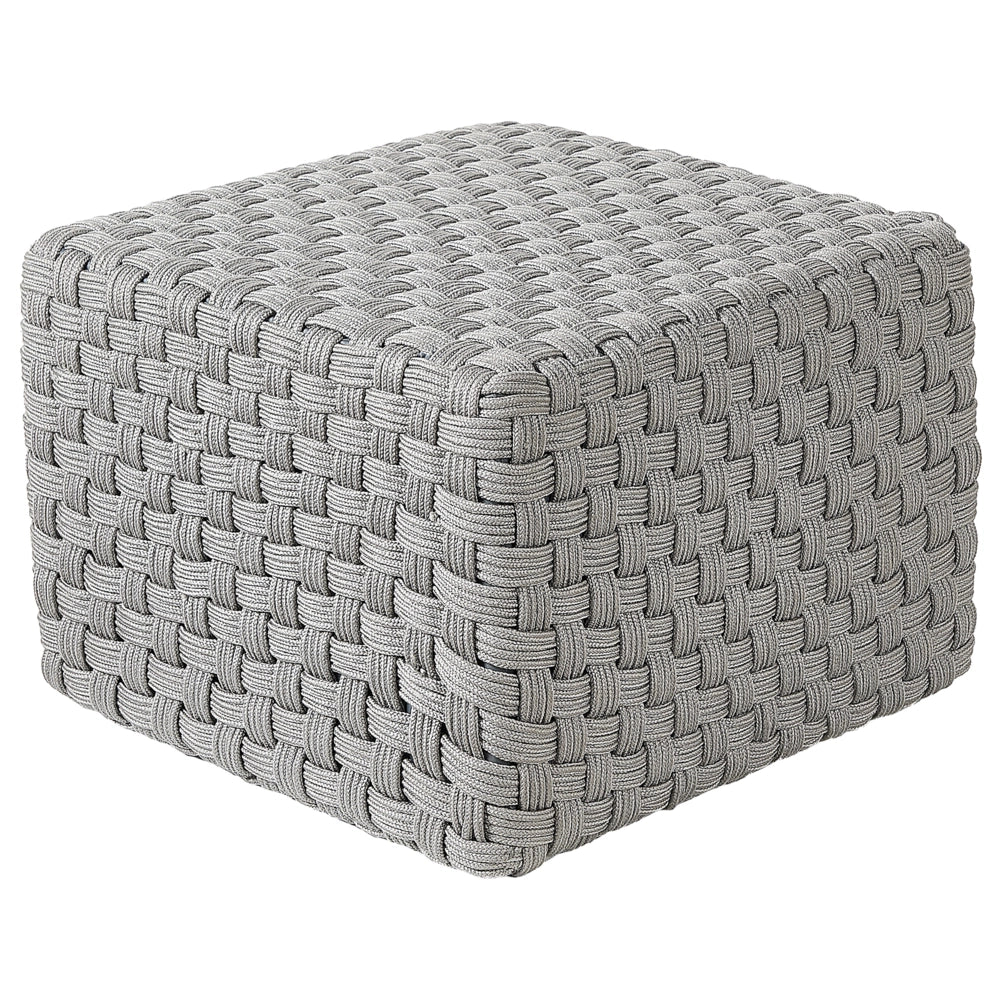 Pouf da giardino grigio in materiale sintetico 50 x 50 cm Pouf da esterno intrecciato a mano in stile boho
