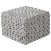 Pouf da giardino grigio in materiale sintetico 50 x 50 cm Pouf da esterno intrecciato a mano in stile boho