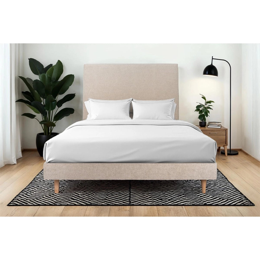 Letto 135x190 cm con testata imbottita - Tessuto Tela opaca
