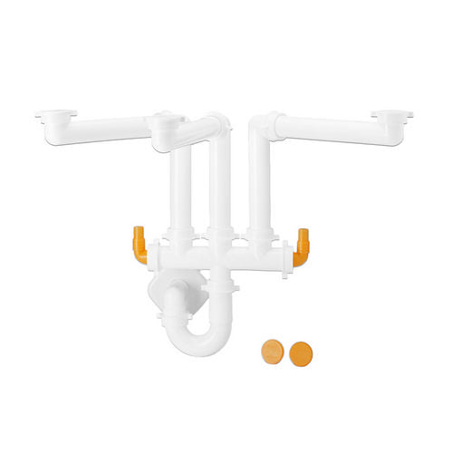 SIFONE SALVASPAZIO PER LAVELLI A 3 VASCHE- 11/2 D. 40 mm Bianco- LIRA- pezzi 1