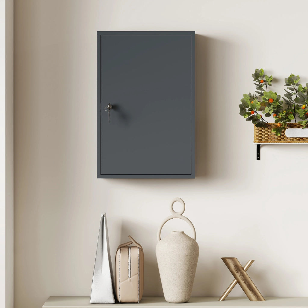 Armadietto da Bagno con 3 Ripiani e 2 Chiavi ¨C Zephmum ¨C Grigio 40x18x60 cm