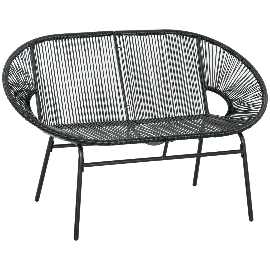 DIVANO DA ESTERNO 2 POSTI 132x72x83 cm Rattan Nero