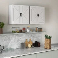 kleankin Armadietto Pensile Bagno in Legno Stile Country con Ripiano Regolabile, 60x30x60cm, Bianco