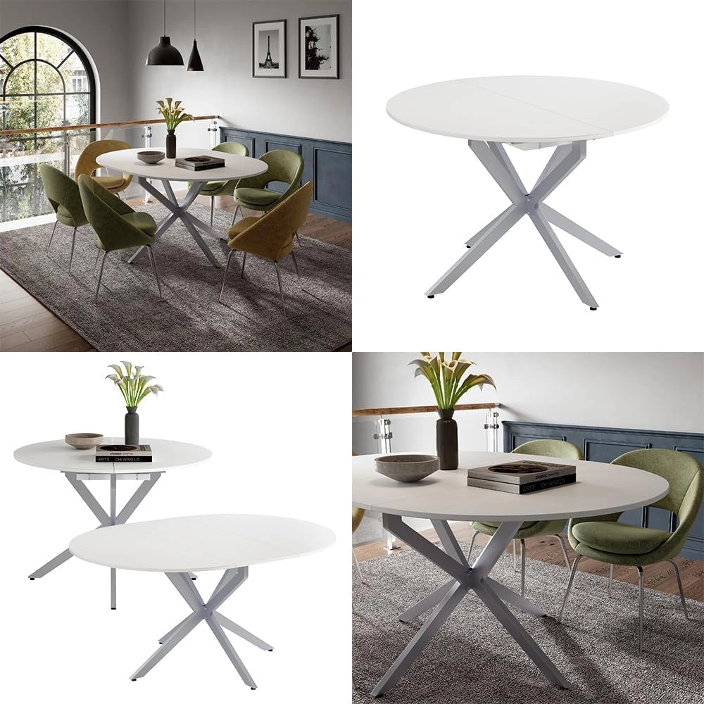 tavolo da pranzo allungabile Loyd, Bianco/Grigio, 120 x 76.5 cm Estensibile