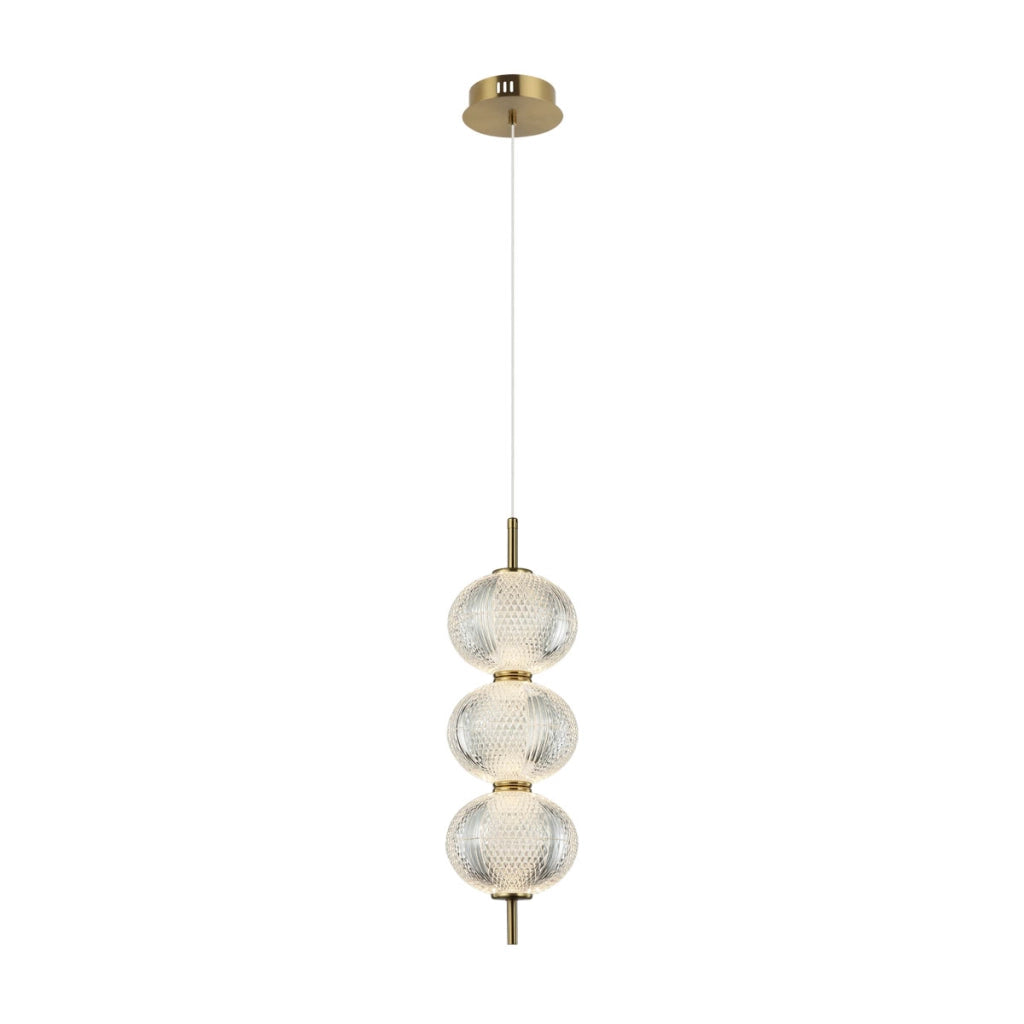 Lampada sospensione Italux Lazie LED 13W ottone vetro