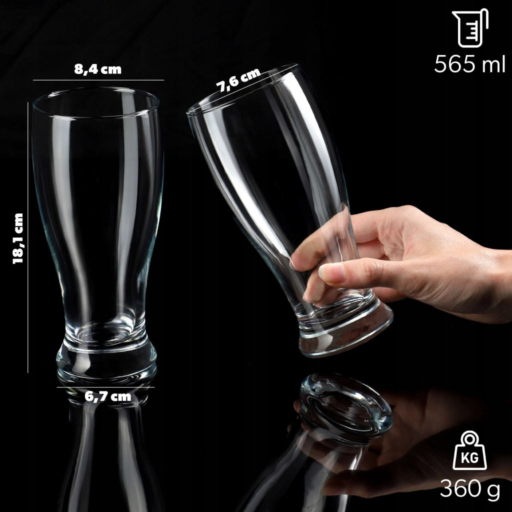 Set di 6 boccali da birra KADAX da 565 ml (0,5 l), in vetro, formato grande, idea regalo.