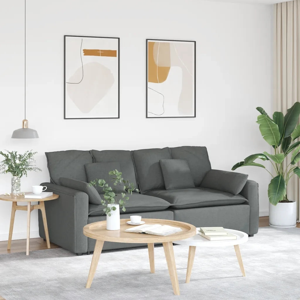 vidaXL Divano Modulare con Cuscini Grigio Scuro