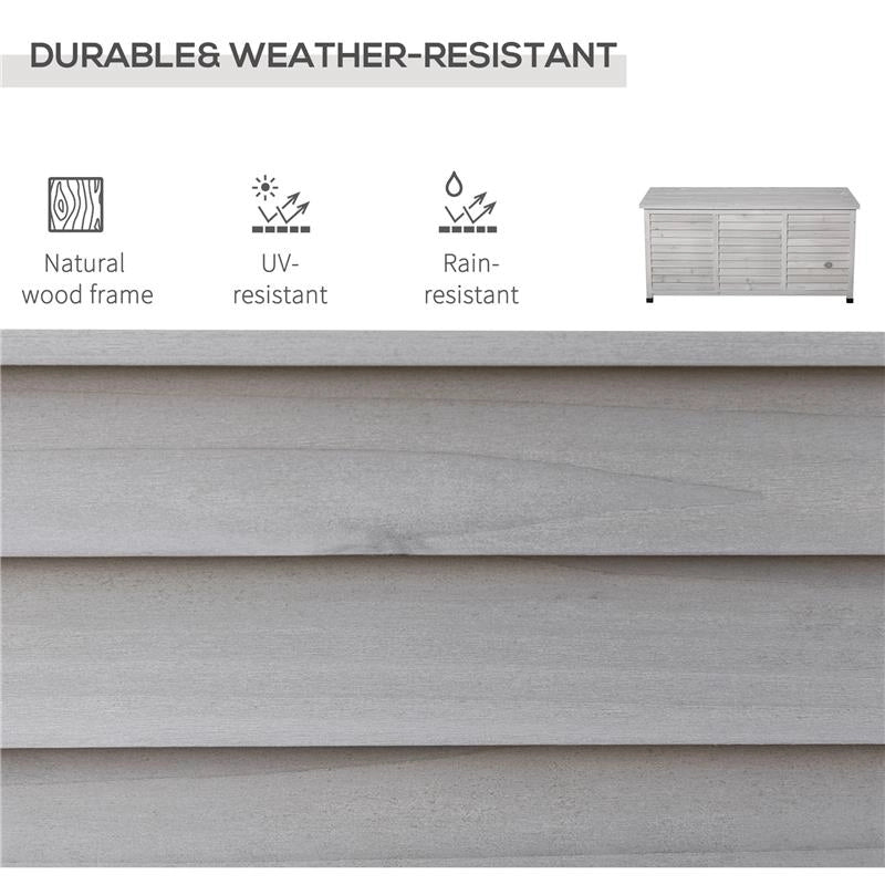 PANCA CONTENITORE IN LEGNO DI ABETE, CASSAPANCA DA ESTERNO CON PIEDINI ANTISCIVOLO 127X56X60CM GRIGIO