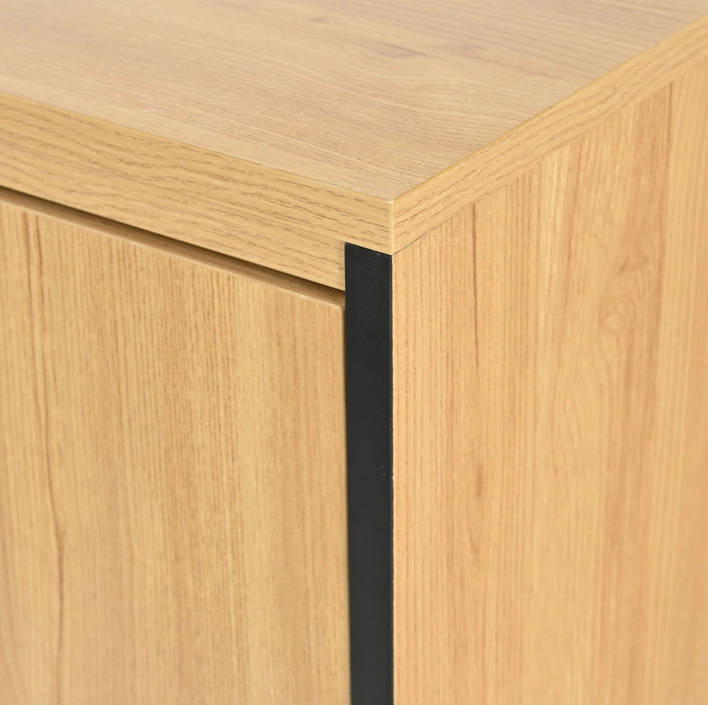 Vetrina moderna con LED; 150 cm; 3 ripiani regolabili; MDF; colore naturale