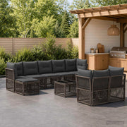 Set Divano da Giardino 10 pz Grigio polyrattan 3434366