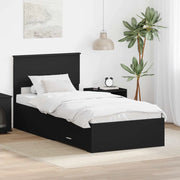 Struttura del letto con testiera Nero e Argento 75 x 190 cm