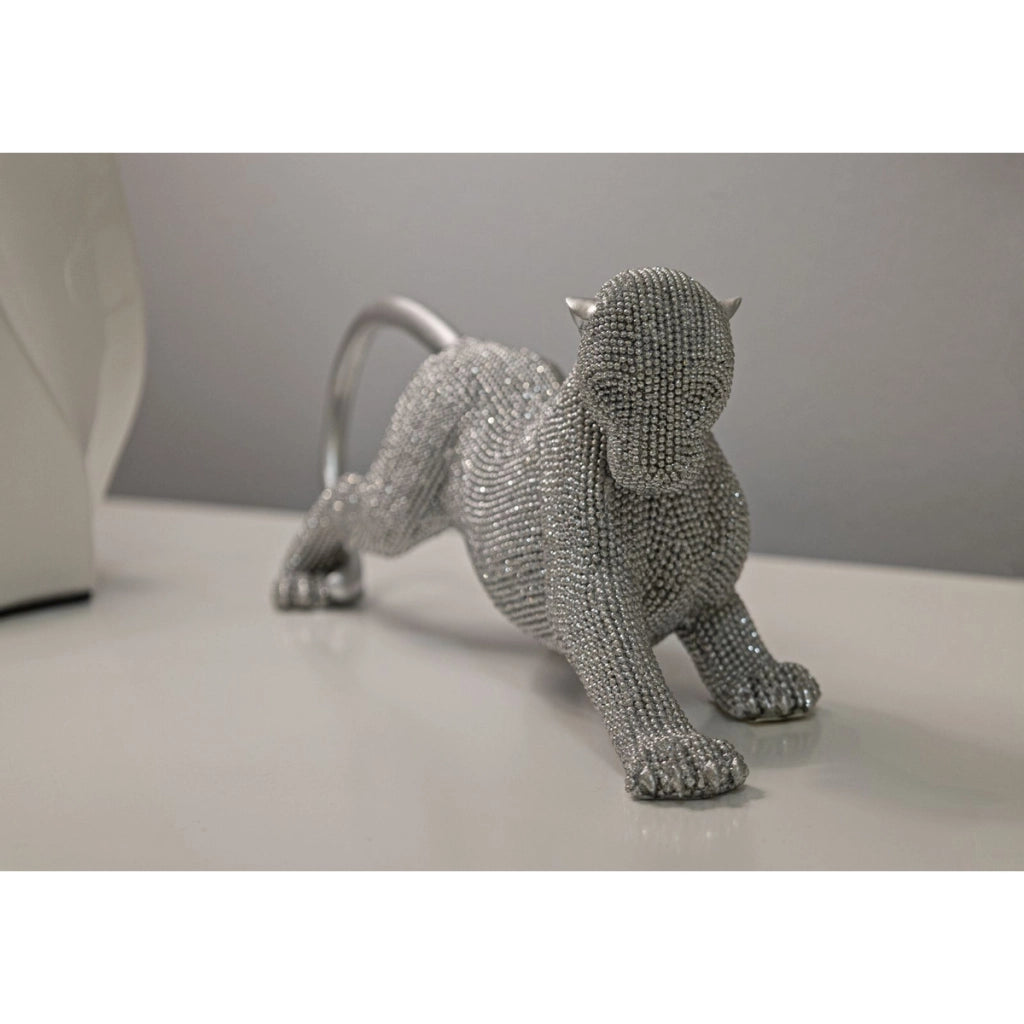 Scultura Gatti 5, Argento, Poliresina, 32x9x11 cm