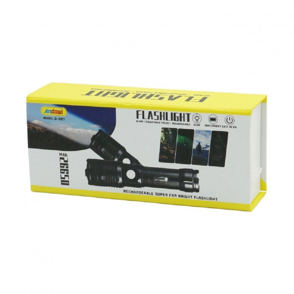 Trade Shop - Torcia Ricaricabile Usb 26650mah Ipx6 Impermeabile Lavoro Caccia Campeggi Q-5107 -