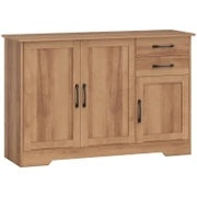 Mobile Cucina con 2 Cassetti e 3 Armadietti, Ripiani Regolabili, 120x38x79 cm, Rovere