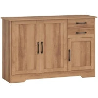 Mobile Cucina con 2 Cassetti e 3 Armadietti, Ripiani Regolabili, 120x38x79 cm, Rovere