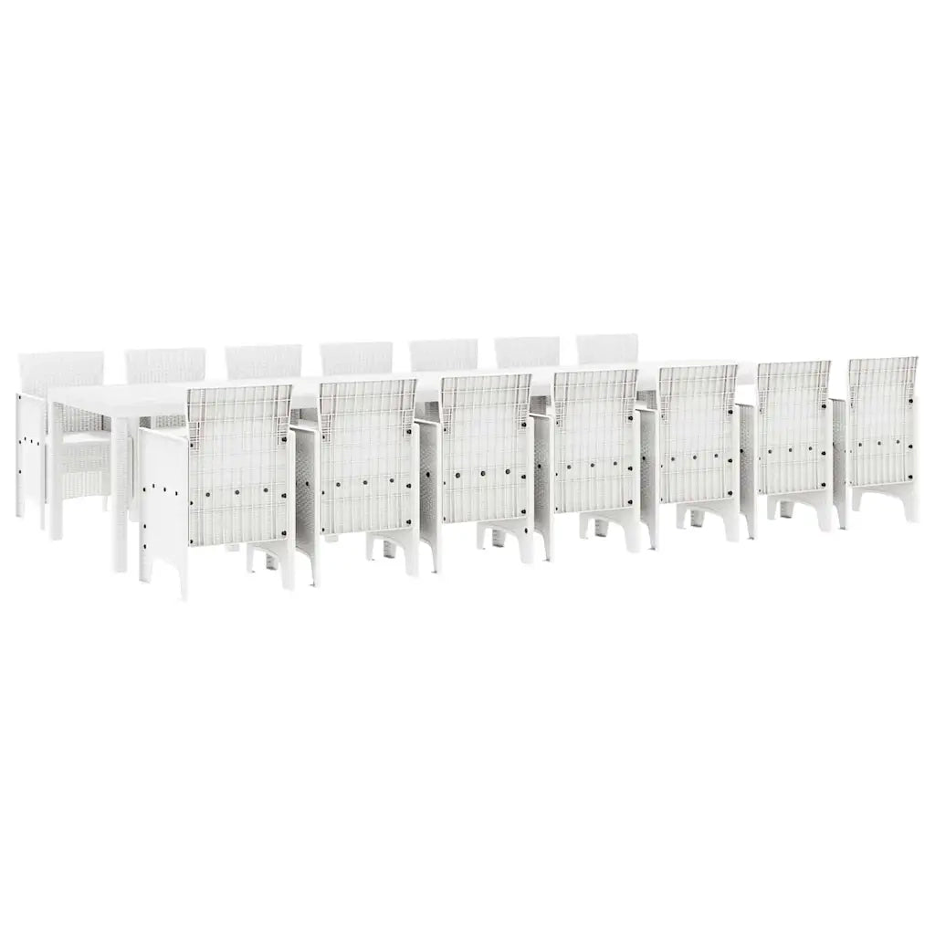 Set da pranzo da giardino con cuscini 15 pcs Bianco PP
