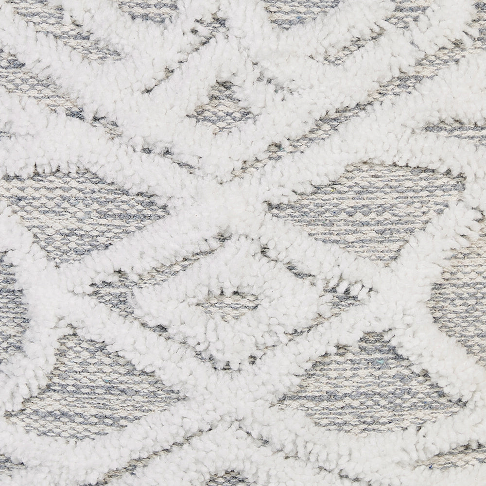 Pouf cotone e poliestere bianco e grigio 40 x 40 cm stile boho soggiorno camera da letto