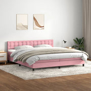 Giroletto a Molle con Materasso Rosa 180x210 cm in Velluto 3316610