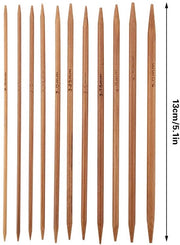 Set di aghi a maglia per bambù carbonizzato 11 misure - aghi a punta doppia - lavorazione a maglia - leggero - lunghezza dell'ago 13 cm - aghi a maglia a punta doppia